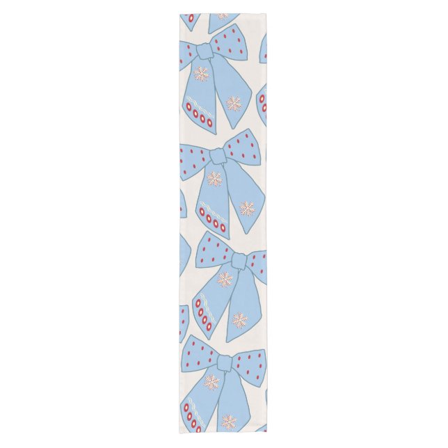 Blue Bows Coquette Short Table Runner (Front)