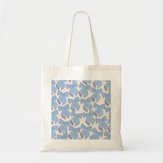 Blue Bows Coquette Tote Bag (Front)