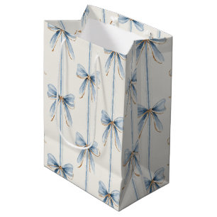 Blue Bows Cream Bridal Shower Medium Gift Bag