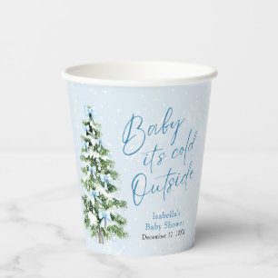 Blue Bows Girl Baby It's Cold Outside Baby Shower Paper Cups