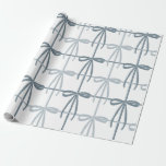 Blue Bows | Preppy | Christmas or Hanukkah  Wrapping Paper<br><div class="desc">Cute,  woven blue bows on a white background.</div>