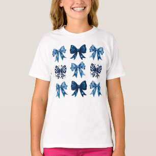 Blue bows Preppy Coquette Aesthetic T-Shirt