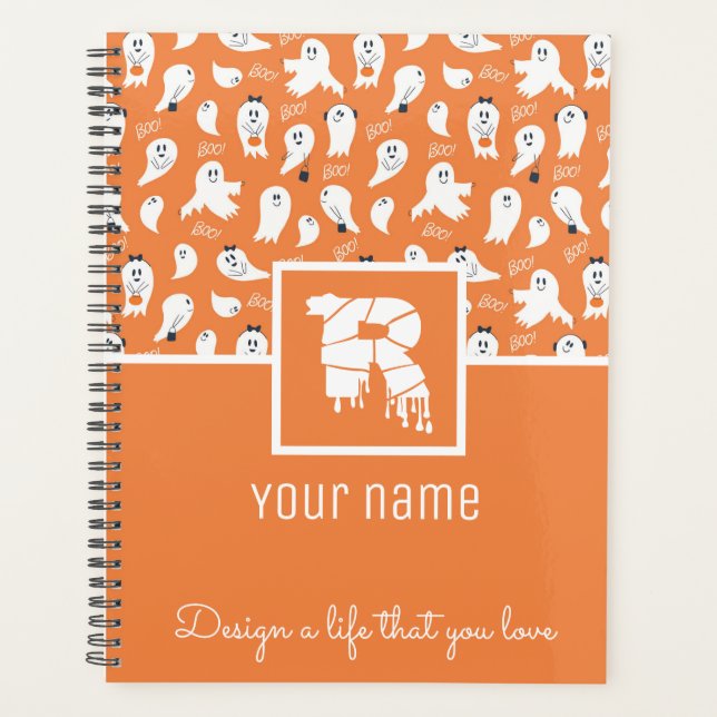 BLUE BOWS R MONOGRAM PLANNER (Front)