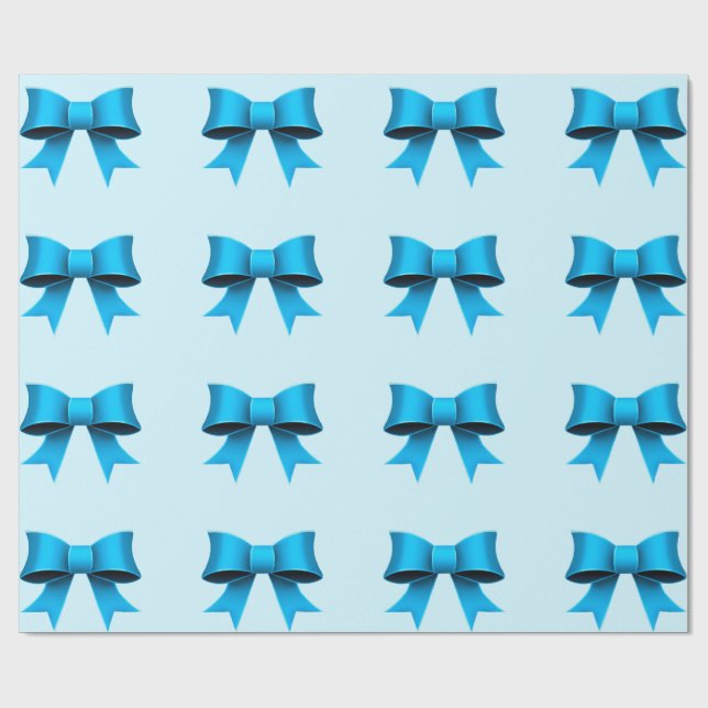 Blue Bows Wrapping Paper (Flat)
