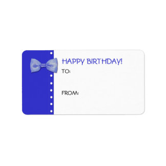 Blue BowTie Birthday Gift Tag Label