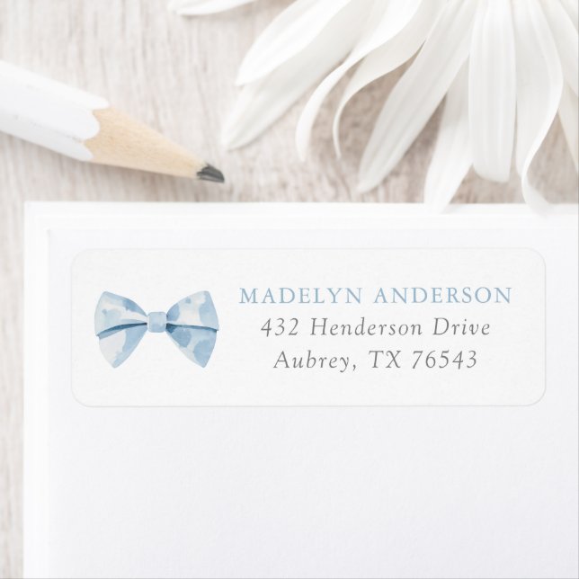 Blue Bowtie Boy Baby Shower Return Address (Insitu)