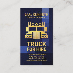 Blue Box Grunge Gold Front Faced Truck Transport Business Card
