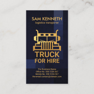 Blue Box Grunge Gold Front Faced Truck Transporter Business Card