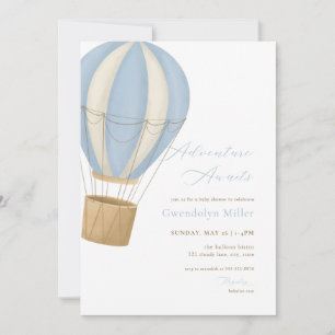 Blue Boy Adventure Awaits Baby Shower Invitation