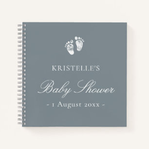 Blue Boy Baby Footprint Baby Shower Guest Book