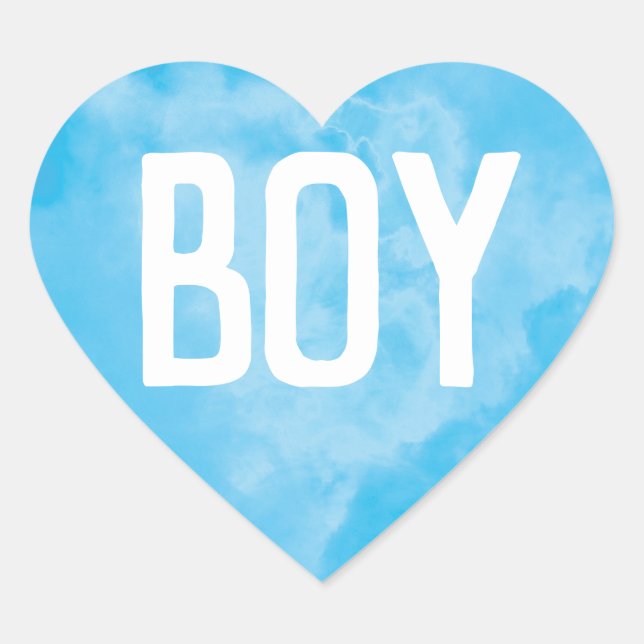 Blue Boy Baby Gender Reveal Smoke Bomb Party Heart Sticker (Front)