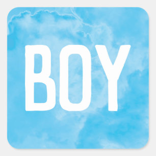 Blue Boy Baby Gender Reveal Smoke Bomb Party Square Sticker