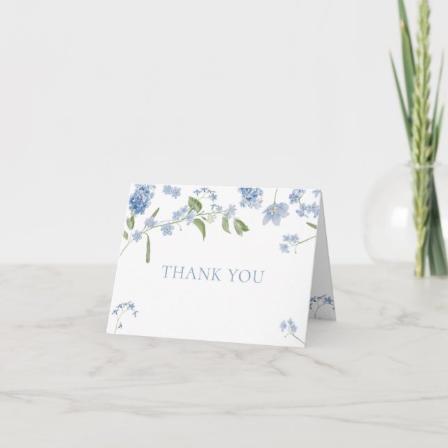 Blue Boy Baby in Bloom Baby Shower Thank You Card (Front)