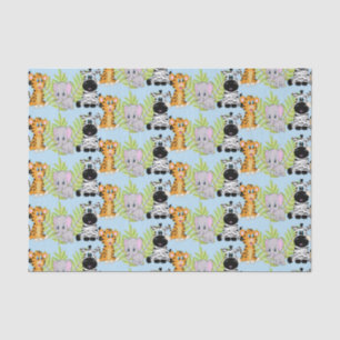 Blue Boy Baby Shower Cute Safari Jungle Animals Tissue Paper