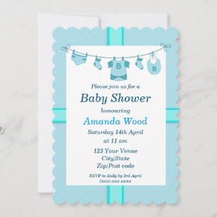 Blue Boy Baby Shower Invitation