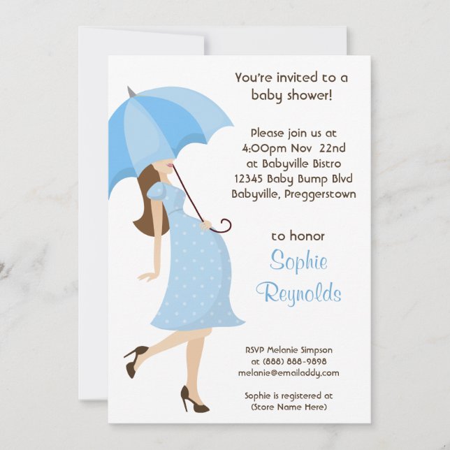 Blue Boy Baby Shower Invitation Modern Mummy (Front)