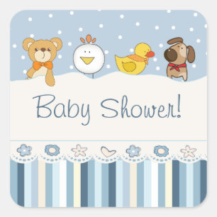 Blue Boy Baby Shower Square Sticker