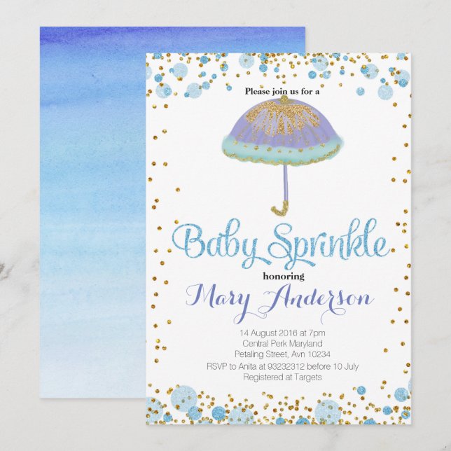 BLUE BOY Baby Sprinkle Invitation (Front/Back)