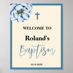 Blue Boy Baptism Welcome Sign Poster