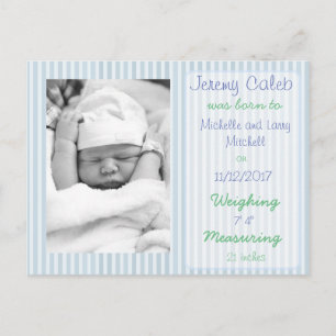 Blue Boy Birth Announcement Postcard