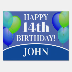 Blue Boy Birthday Balloons Outdoor Yard Garden Sign