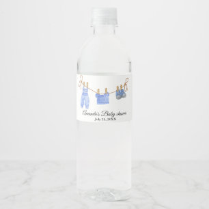 Blue Boy Bohemian Clothes Baby Shower Water Bottle Label