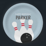 Blue Boy Bowling Birthday Party  Paper Plate<br><div class="desc">Blue Boy Bowling Birthday Party paper plates features cute bowling illustrations.</div>