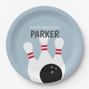 Blue Boy Bowling Birthday Party  Paper Plate