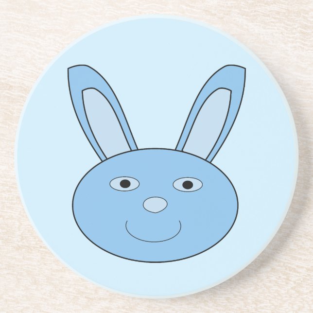 Blue Boy Bunny Face Spring Easter Coaster (Front)