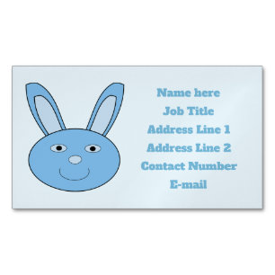 Blue Boy Bunny Face Spring Easter Custom Magnetic Business Card