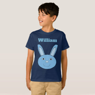 Blue Boy Bunny Face Spring Easter Custom Name T-Shirt