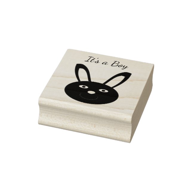Blue Boy Bunny Face Spring Easter Rubber Stamp (Stamp)