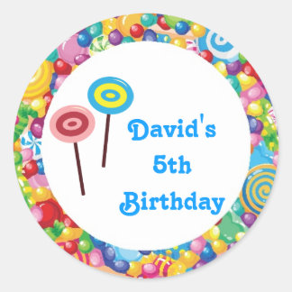 Blue Boy Candy Shop Birthday Party Favour Labels
