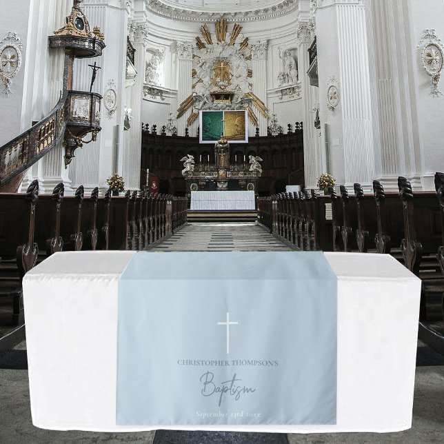 Blue Boy Cross Christening Baptism Table Runner Tapestry (Blue Boy Cross Christening Baptism Table Runner Tapestry)