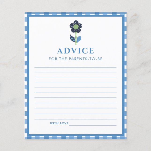 Blue Boy Cute Elephant Advice Parents Baby Shower (Front)