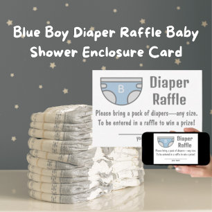 Blue Boy Diaper Raffle Baby Shower Enclosure Card
