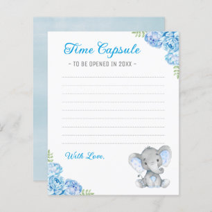 Blue Boy Elephant Baby Shower Time Capsule Cards