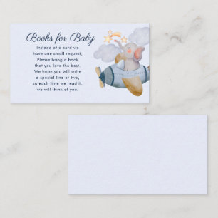Blue Boy Elephant Plane Books for Baby Baby Shower Enclosure Card