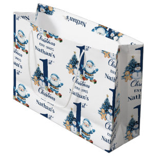 Blue Boy First Christmas Large Gift Bag
