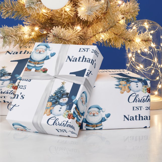 Blue Boy First Christmas  Wrapping Paper (Holidays)