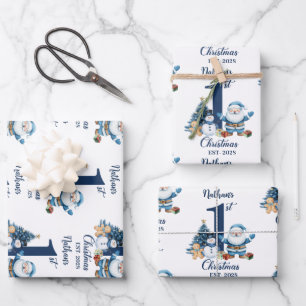 Blue Boy First Christmas  Wrapping Paper Sheet