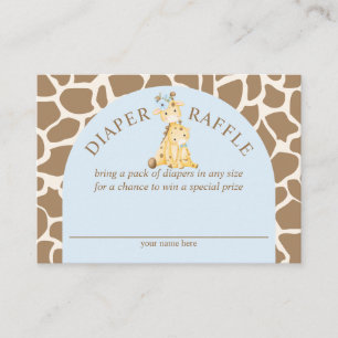 Blue Boy Giraffe Diaper Raffle Enclosure Card