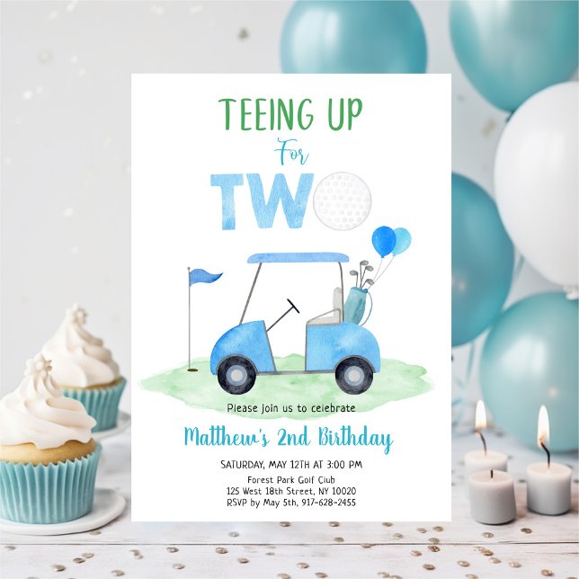Blue Boy Golf Second Birthday Invitation (Creator Uploaded)
