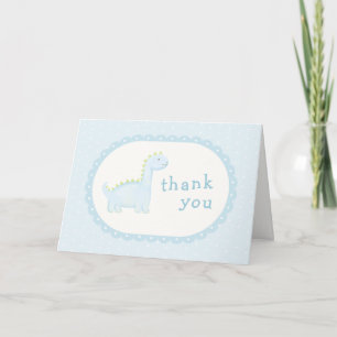 Blue Boy Kawaii Prehistoric Dinosaur Baby Shower Thank You Card