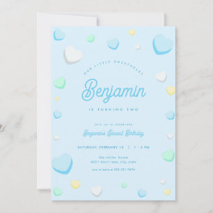 Blue Boy Little Sweetheart Birthday Invitation
