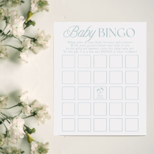 Blue Boy Minimal Baby Shower Bingo Game