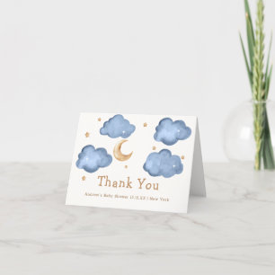 Blue Boy Moon Stars Twinkle Twinkle Baby Shower  Thank You Card