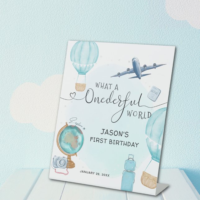 Blue Boy ONEderful World First Birthday Pedestal Sign (Creator Uploaded)