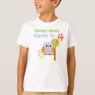 Blue Boy Owl Personalised Birthday T-shirt