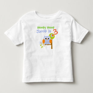 Blue Boy Owl Personalised Birthday T-shirt